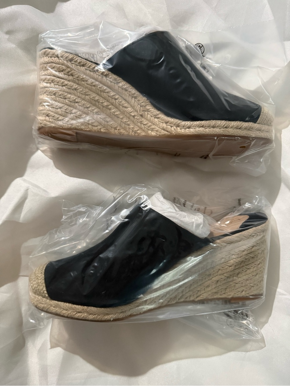 LAUREN Black Espadrille Wedge Slide Shoes - Women NIB NEVER WORN